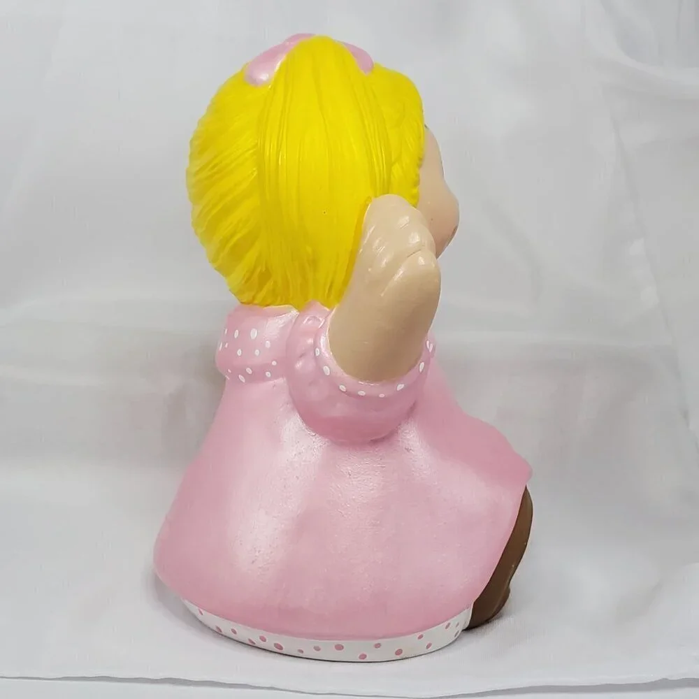 Cabbage Patch Kids Ceramic Figure hand painted Pink Blonde Girl 7.5 inches Tall